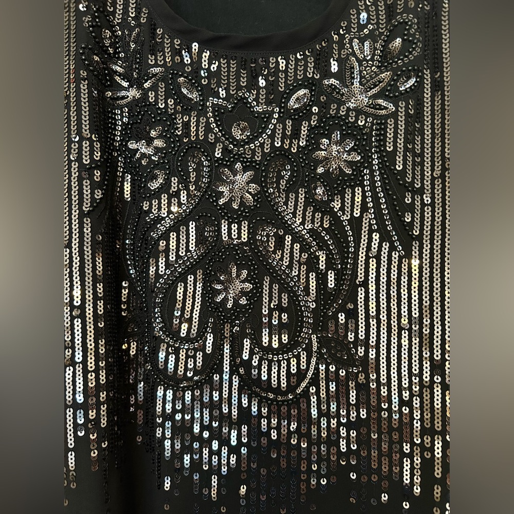 Express Sequined Black Tank Top - Xs